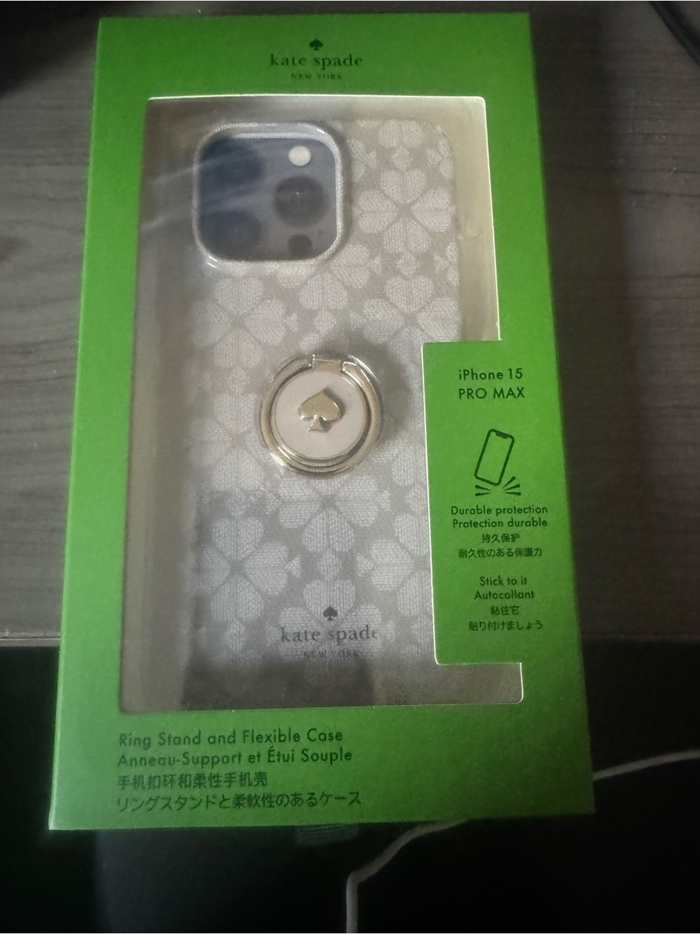 kate spade Floral Ring Stand iPhone 15 Pro Max Case - Light Gray